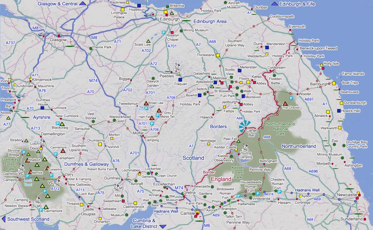 Handschrift Luchtvaart dorp Borders & Northumberland Interactive Map