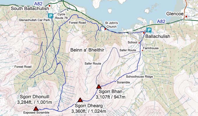 Beinn a' Bheithir Hiking Map