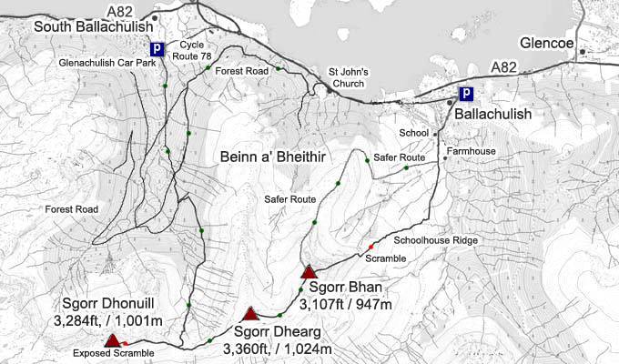 Beinn a' Bheithir Hiking Map