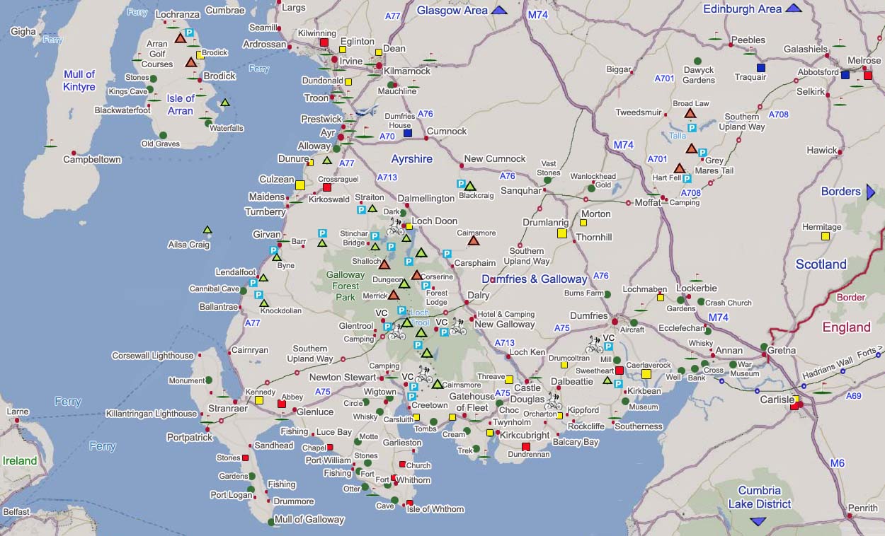 Southern Scotland Mountains Map